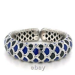 John Hardy Naga Blue & Black Enamel & Sterling Silver Flex Bracelet 123 Grams