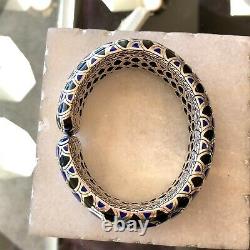 John Hardy Naga Blue & Black Enamel & Sterling Silver Flex Bracelet 123 Grams