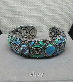 John Hardy Sterling (925) enamel kick cuff bracelet with blue topaz Palu Bulan