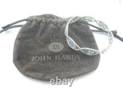 John Hardy Sterling Silver Blue Enamel Kawung Flower Bangle Bracelet