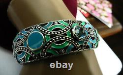 John Hardy Turq/Blue Enamel Cuff Bracelet Sterling 925