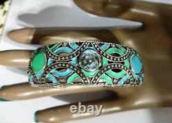 John Hardy Turq/Blue Enamel Cuff Bracelet Sterling 925