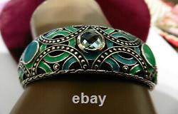 John Hardy Turq/Blue Enamel Cuff Bracelet Sterling 925