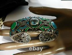 John Hardy Turq/Blue Enamel Cuff Bracelet Sterling 925