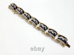 Jomaz Empress Blue Enamel Rhinestone Drum Link Bracelet