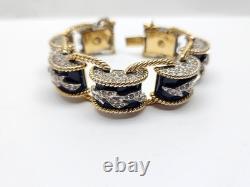 Jomaz Empress Blue Enamel Rhinestone Drum Link Bracelet