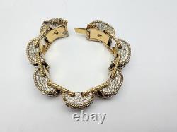 Jomaz Empress Blue Enamel Rhinestone Drum Link Bracelet