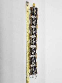 Jomaz Empress Blue Enamel Rhinestone Drum Link Bracelet