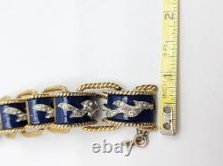 Jomaz Empress Blue Enamel Rhinestone Drum Link Bracelet