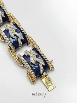 Jomaz Empress Blue Enamel Rhinestone Drum Link Bracelet