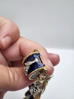 Jomaz Empress Blue Enamel Rhinestone Drum Link Bracelet