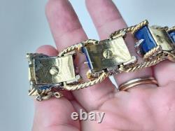 Jomaz Empress Blue Enamel Rhinestone Drum Link Bracelet