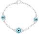 Judith Ripka 925 Sterling Silver Blue Enamel Topaz & Cz Evil Eye Bracelet 7