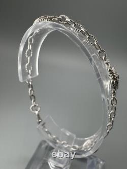 Judith Ripka 925 Sterling Silver Blue Enamel Topaz & CZ Evil Eye Bracelet 7