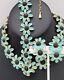 Judy Lee Blue Enamel Daisy Necklace Bracelet Earrings Set