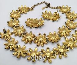 Judy Lee Blue Enamel Daisy Necklace Bracelet Earrings Set