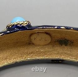 KJL Kenneth Jay Lane Lapis Bracelet Gold Plated Blue Enamel Turquoise Cabochons