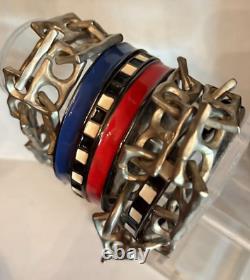 Karl Lagerfeld Vintage bracelet blue enamel gunmetal plating never worn signed