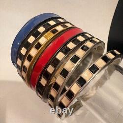 Karl Lagerfeld Vintage bracelet blue enamel gunmetal plating never worn signed