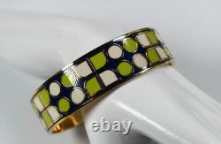 Kate Spade Have Courage Bangle Bracelet Gold Tone Green Blue White Enamel 7 1/2
