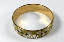 Kate Spade Have Courage Bangle Bracelet Gold Tone Green Blue White Enamel 7 1/2