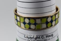 Kate Spade Have Courage Bangle Bracelet Gold Tone Green Blue White Enamel 7 1/2