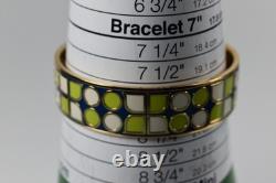 Kate Spade Have Courage Bangle Bracelet Gold Tone Green Blue White Enamel 7 1/2
