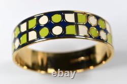 Kate Spade Have Courage Bangle Bracelet Gold Tone Green Blue White Enamel 7 1/2