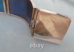 Kel Horton 1987 Rare Sterling & 14kt Bracelet W, Blue Enamel & Stone Signed