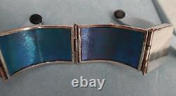 Kel Horton 1987 Rare Sterling & 14kt Bracelet W, Blue Enamel & Stone Signed