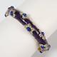 Kenneth Jay Lane Blue Bead Enameled Rhinestone Crystal Flower Hinged Bracelet