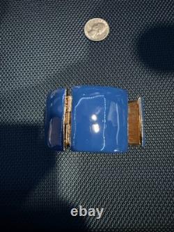 Kenneth Jay Lane KJL Blue Enamel Maltese Cross Pearl Crystal Hinged Cuff