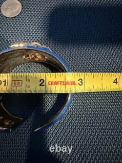 Kenneth Jay Lane KJL Blue Enamel Maltese Cross Pearl Crystal Hinged Cuff