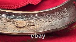 Kenneth Jay Lane KJL Blue Enamel Rhinestone Hinged Bangle Bracelet Boxed