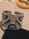 Kenneth Jay Lane Kjl Crystal & Black And Blue Enamel Cuff Bracelet