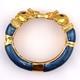 Kenneth Jay Lane Raj Elephant Bangle Bracelet Blue Enamel Gold Tone Vintage Nos