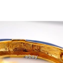 Kenneth Jay Lane Raj Elephant Bangle Bracelet Blue Enamel Gold Tone Vintage NOS