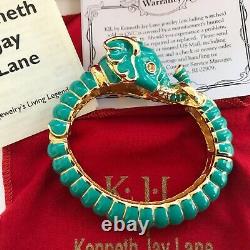 Kenneth Jay Lane's KJL Teal Raj Elephant Limited Edition Bangle Bracelet