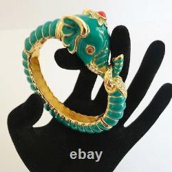 Kenneth Jay Lane's KJL Teal Raj Elephant Limited Edition Bangle Bracelet