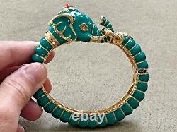 Kenneth Jay Lane's Teal Raj Elephant Limited Edition Bangle Bracelet