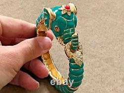 Kenneth Jay Lane's Teal Raj Elephant Limited Edition Bangle Bracelet