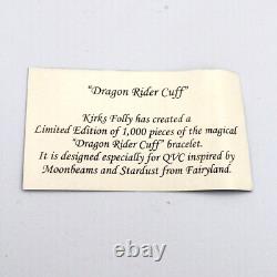 Kirks Folly Blue Dragon Rider Bracelet Enamel Cuff Crystals Limited Edition