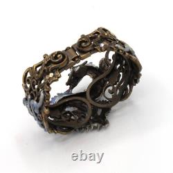 Kirks Folly Blue Dragon Rider Bracelet Enamel Cuff Crystals Limited Edition