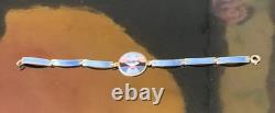 Kristian Hestenes Norway Guilloche Enamel Sterling Silver Scene Bracelet Vintage