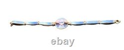 Kristian Hestenes Norway Guilloche Enamel Sterling Silver Scene Bracelet Vintage