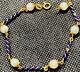 Ladies 18k Gold & Blue Enamel Pearl Bracelet 6.4g 7.5