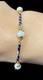 Ladies 18k Gold & Blue Enamel Pearl Bracelet 6.4g 7.5 In
