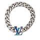 Louis Vuitton Blue Enamel Lv Logo Cuban Chain Bracelet-nwot 8 Msrp $850