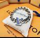 Louis Vuitton Lv Enamel Blue Logo Palladium Chain Bracelet-nwot 8 Msrp $899