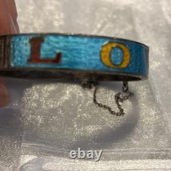 LOVE SIAM 925 Sterling Silver Vintage Enamel Blue Round Bangle Bracelet 21 Gram